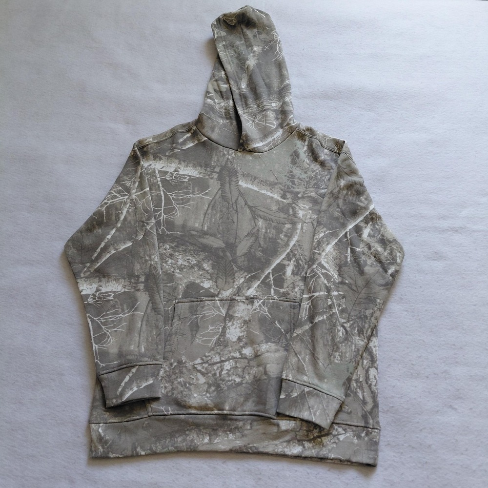 VTG Hollywood The Jean People Camo Hoodie Mens Gray M Snow Leaf Pullover NWT